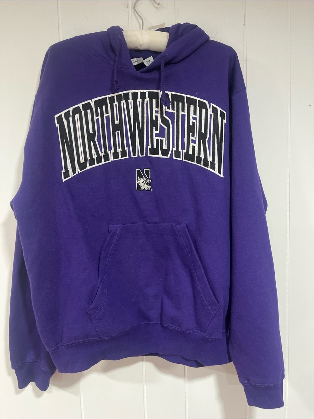 L Northwestern Wildcats Purple Hoodie Sweatshirt XL College Spellout Pullover